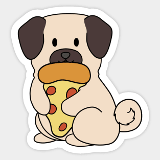 Pug eating a pizza Sticker